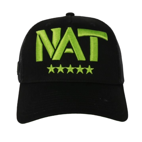 Casquette "NAT" noir/vert fluo - face Casquette "NAT" noir/vert fluo - face