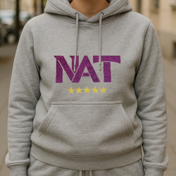 Sweat à capuche gris "NAT" paillettes