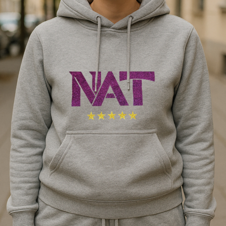 Sweat à capuche gris "NAT" paillettes Sweat à capuche gris "NAT" paillettes