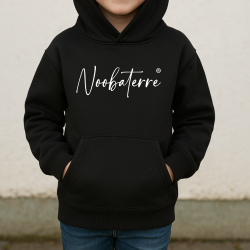 Sweat à capuche noir enfant Noobaterre brodé
