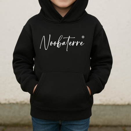 Sweat à capuche noir enfant Noobaterre brodé Sweat à capuche noir enfant Noobaterre brodé