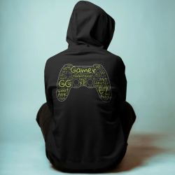 Veste Zip noire/vert  "Manette gamer" - dos