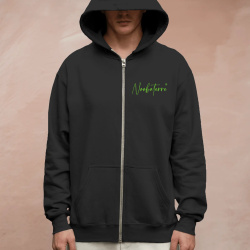 Veste Zip noire/vert  "Manette gamer" - face brodé