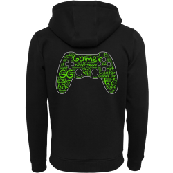 Veste Zip noire/vert  "Manette gamer" - dos