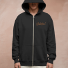 Veste Zip noire/orange  "Manette gamer" - face brodé